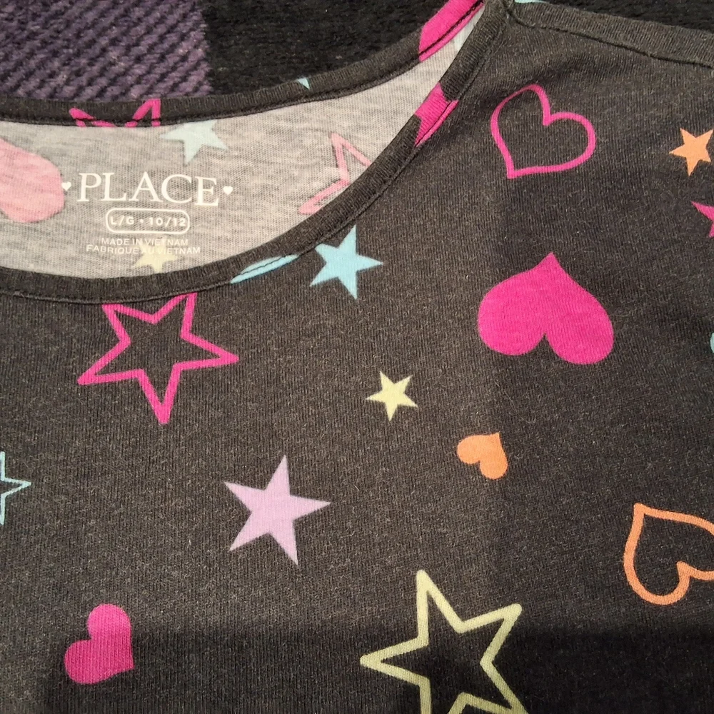 Girls' Black Smiley & Hearts Long Sleeve Dress